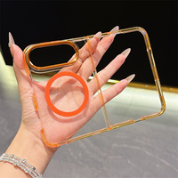 Coque de téléphone magnétique en métal avec cadre d'appareil photo, anti-jaunissement, transparente en PC, antichoc, pour iPhone Duo - Prix de gros