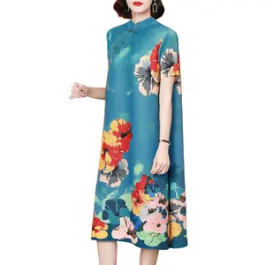 High Quality Summer New Chinese Style Dress High-End Western Style Dress Plus Size Mothers Dress