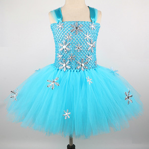 Productos Populares de HP, Vestido de Tul Azul con Diseño de Copo de Nieve de Elsa para Niñas, Disfraz de Princesa para Halloween, ODM OEM - Product Image 3