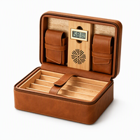 Ensemble de sac à main de voyage pour cigares avec doublure en cèdre à 2 couches, coupe-cigares intégré, hygromètre, humidificateur, sac en cuir portable