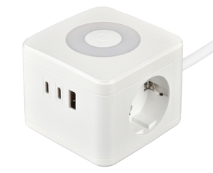 Caricabatterie multifunzione EU Cube: USB A + tipo C porta piccola striscia di luce notturna Desktop - Product Image 2