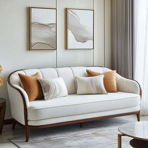 Muebles de Diseño Moderno Italiano, Sofá de Dos Plazas de Terciopelo Blanco con Mechones, Sofá Cuadrado de Esponja de Lujo, Económico para Sala de Estar - Product Image 1