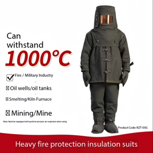 بدلة إطفاء خضراء قصيرة الأمد، مقاومة للهب ودرجات الحرارة العالية، مصنوعة من ملابس مضادة للحريق - Product Image 5