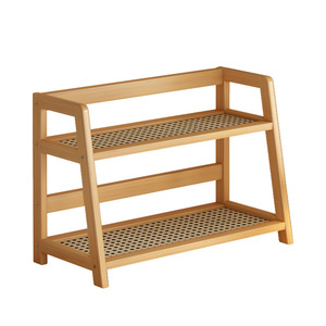 Bamboo <b>Storage</b> Rack Double Layer Desktop Shelf For <b>Kitchen</b> Organization Rectangle Standing Type 28.5x17.5x27cm - Product Image 5