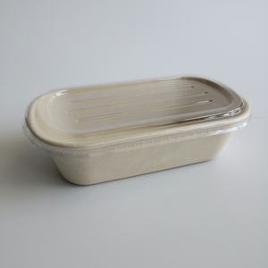 เป็นมิตรกับสิ่งแวดล้อมย่อยสลายได้ทิ้งข้าวสาลีฟางกระดาษเยื่อกระดาษ1000มิลลิลิตรถาดอาหารกลางวันที่มีฝาปิด - Product Image 3