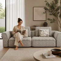 Neu eingetroffen: Modernes Designer-Modulsofa aus Tweed-Stoff, breite Armlehnen, gerade Form, anpassbar für große Wohnzimmer
