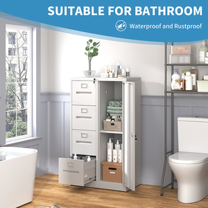 <span class=keywords><strong>Casier</strong></span> en acier <span class=keywords><strong>blanc</strong></span> moderne à 1 porte avec 4 tiroirs-Classeur de sécurité pour bureau scolaire et classeur - Product Image 5
