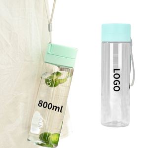ขวดน้ำพลาสติกแบบมีโลโก้ ขนาด 800 มล. ทรงกลม แบบฝ้า สำหรับกีฬา ใช้ซ้ำได้ - Product Image 2