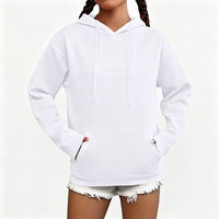 Sweat à capuche classique uni en coton tricoté doublé polaire thermique, confort hivernal, grande taille, mode quotidienne