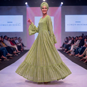 Ultra Friendly Green Rayon Floral Embroidered Maxi Dress Long Bishop Sleeves Women Modest Islamic Party Wear Traditional <b>African</b> - Product Image 6