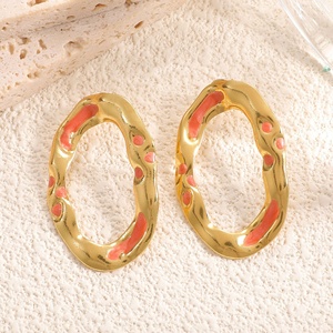 Boucles d'oreilles Jingciren Boutique rétro à texture ronde, style minimaliste et géométrique, vente en gros - Product Image 6