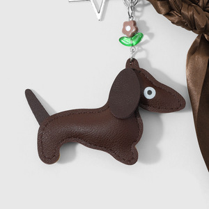 Porte-clés et pendentif de sac créatif en cuir multicolore tressé à la main, motif <span class=keywords><strong>Teckel</strong></span>, fleur et étoile - Product Image 5