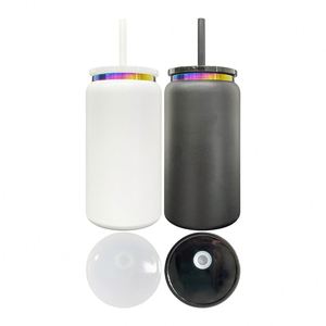 Vasos Metálicos de Doble Pared con Recubrimiento Arcoíris de 16 oz, Listos para Enviar, con Tapas y Pajitas para Grabado Láser - Product Image 3
