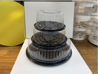 Boîte d'emballage de gâteau en plastique ronde jetable avec couvercle dôme transparent plateau noir pour les boîtes blister de cuisson de fête de famille