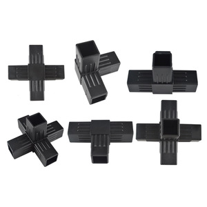 Factory Supply Abs Pc Pom Peek Pe Pp Plastic Black Square Connector For Square Tube 20*20 25*25 30*30 Square Steel Tube