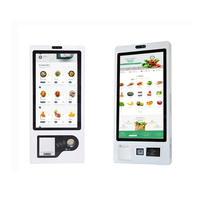 Terminal POS de autoservicio con pantalla táctil capacitiva para montaje en pared, con SDK de pago automático para pedidos de comida y café.