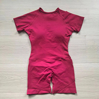 Combinaison de yoga sans couture à manches courtes pour femme, short cycliste une pièce, combinaison de sport, body de fitness, 90 % nylon, 10 % élasthanne