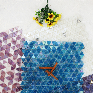 Mosaïque triangulaire en verre <span class=keywords><strong>rose</strong></span> et violet, mosaïque en verre thermofusible pour revêtement mural <span class=keywords><strong>de</strong></span> <span class=keywords><strong>salle</strong></span> <span class=keywords><strong>de</strong></span> <span class=keywords><strong>bain</strong></span> et <span class=keywords><strong>de</strong></span> buanderie - Product Image 3