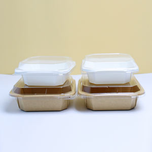 Vente en gros d'usine, plateaux octogonaux jetables en papier kraft, couvercle transparent haut, pour l'emballage alimentaire, pour conserver le sucre, les fruits - Product Image 3