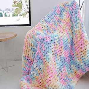 Manta de Chenilla Multicolor Extra Grande, Tejido Arcoíris Extra Suave para Decoración Moderna de Sala de Estar, Manta Acogedora para Sofá - Product Image 6