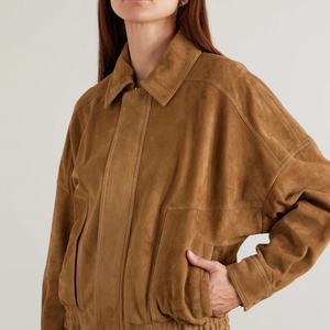 Chaqueta Bomber de Gamuza Vintage de Lujo Estilo Western Personalizada OOTD para Mujer, Chaqueta Vaquera Marrón para Mujer - Product Image 2