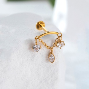 Pendientes de Titanio F136/G23 para Mujer, Marca <span class=keywords><strong>Gaby</strong></span>, Tipo Stud para Oreja y Labio, Sin Rosca, para Perforaciones en la Hélice Superior - Product Image 6
