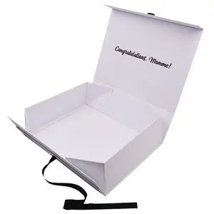 High End Falt bekleidung Geschenk box mit Band Custom Logo Luxus Hochzeits hemden Schuhe Magnet verpackung Box Baby kleidung