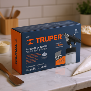 Pistolet à air comprimé pour gâteaux Truper AERO-8 à double action avec buse de 0,8 mm, alimentation par gravité, vitesse réglable, piston en cuivre, pression de 20 à 30 PSI - Product Image 2