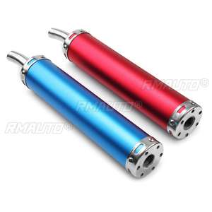 Silenciador de escape para motocicleta de carreras, 60x280mm, azul/rojo, 2 tiempos - Product Image 2