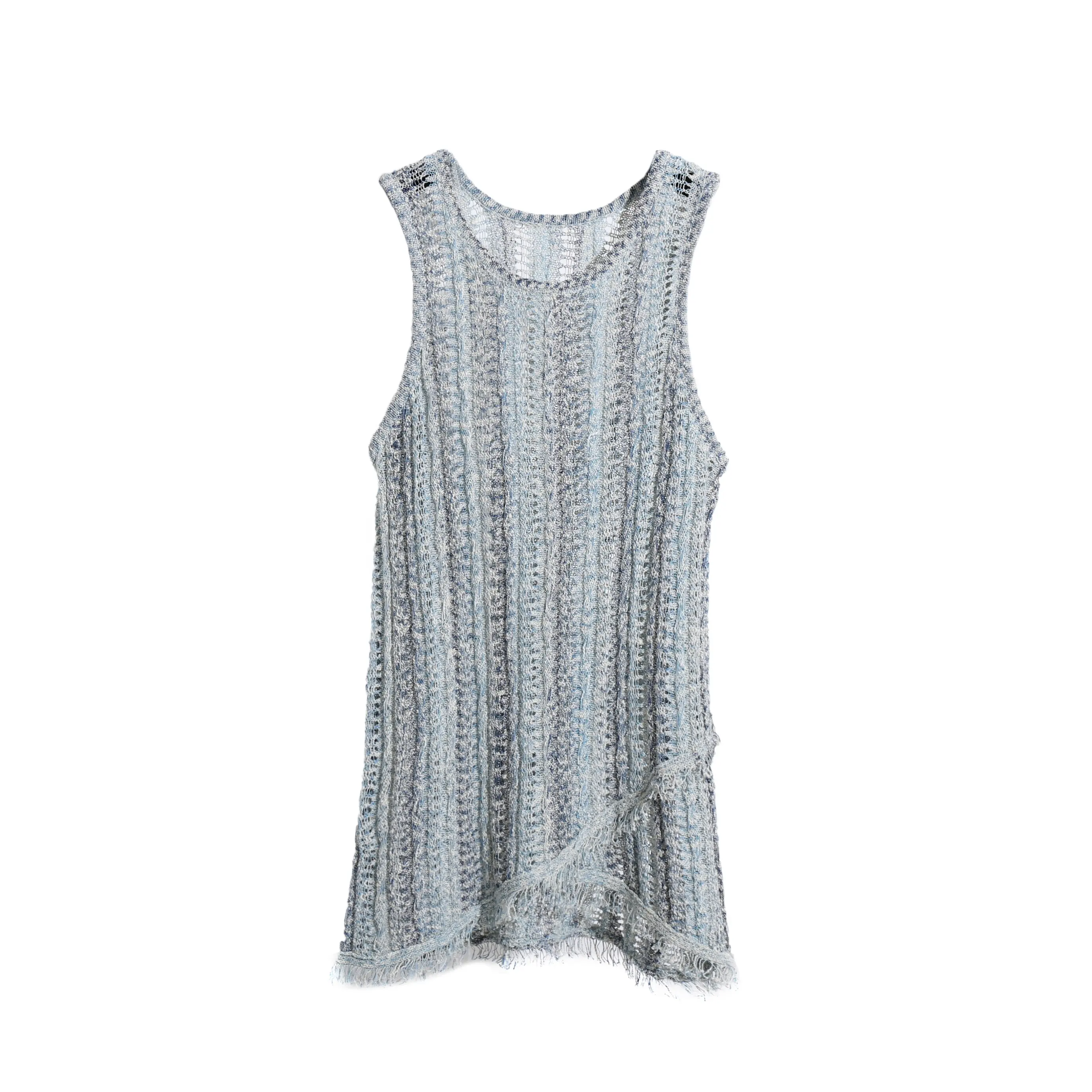 Weshallo New Design Custom Hollow Out Pullovers Sleeveless Knitted Cotton Sweater Vest Women