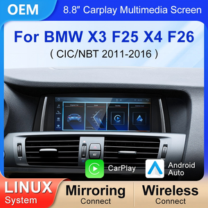 Pantalla Táctil Inalámbrica de 8.8 Pulgadas con CarPlay, Android Auto y Linux, GPS Integrado en el Tablero para <span class=keywords><strong>BMW</strong></span> X3 F25 <span class=keywords><strong>X4</strong></span> F26 2011-<span class=keywords><strong>2017</strong></span>, Navegación CIC/NBT - Product Image 1