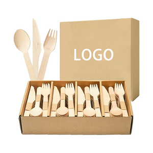 أدوات مائدة خشبية قابلة للتحلل الحيوي من إنتاج المصنع، صديقة للبيئة، شوكة وملعقة وسكين للاستخدام مرة واحدة للحفلات والفنادق - Product Image 1