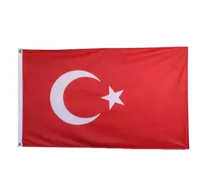Bendera OEM pengiriman cepat 48H bendera nasional Turki 3*5 kaki bendera cetak khusus poliester