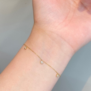 Aazuo Pulsera de oro de 18 quilates con diamantes naturales de 0,35 quilates, corte brillante redondo, minimalista, para niñas y niños, uso diario, joyería fina - Product Image 6