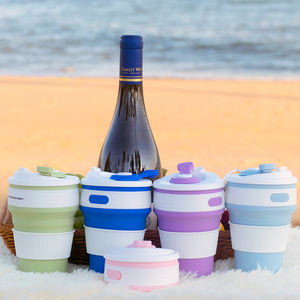 Taza de Viaje de Silicona Libre de BPA, Plegable, 350 ml, Tapa de Empuje y Tracción, Apta para Lavavajillas y Microondas, Taza de Café Unisex - Product Image 4