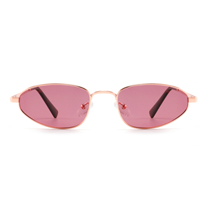 Oval Full Rim Sunglasses Rose Gold <b>Frame</b> <b>Pink</b> Mirror Lenses Unisex Adult Fashion Casual Style Lightweight - Product Image 6
