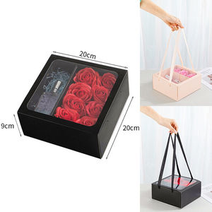 <b>Square</b> Gift Box With Clear Window Drawer Display Florsit Flower Packaging Boxes - Product Image 4