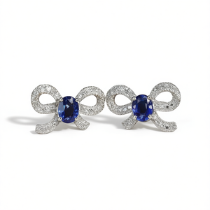 Orecchini a perno da donna con fiocco in micro pavé di zirconia cubica, gioielli alla moda - Product Image 1
