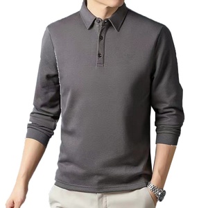 เสื้อโปโลแขนยาวผู้ชายสไตล์วินเทจ ทรงหลวม ผ้าฝ้ายสีพื้น สำหรับฤดูใบไม้ผลิและฤดูใบไม้ร่วง เหมาะสำหรับธุรกิจและแฟชั่น - Product Image 3