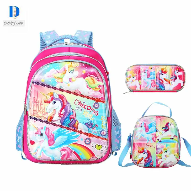 Dong-Ao 2023 populaire licorne vente en gros sacs à roulettes personnalisés pour enfants 3 en 1 étudiant enfants ensembles de bagages chariot sac d'école