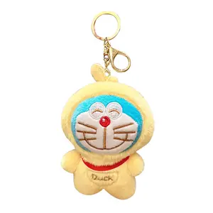 박제 봉제 인형 장난감 열쇠 고리 귀여운 만화 창조적 인 펜던트 인형 봉제 도라에몽 고양이 열쇠 고리