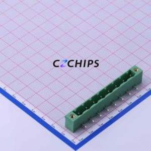 DB2ERM-7.62-8P-GN Plug-in Terminal Block Bent Lead Through Hole,P=7.62mm Board-to-Board / Socket Closed Screw Fixing 1x8P 7.62mm - Product Image 1