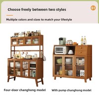 Buffet de rangement multifonctionnel de luxe tout-en-un mural étroit pour la maison, en bambou, pour cuisine et salon