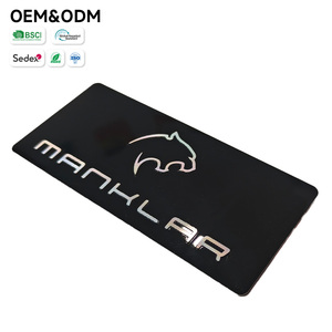 <span class=keywords><strong>Plaque</strong></span> de nom en métal personnalisée, rectangle aux coins arrondis, noir et argent, texture brossée, découpe CNC 3D en diamant - Product Image 4