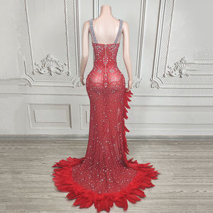 NOVANCE Y4699レディースアパレル2022スパークリングフィッシュテールエレガントウィズフェザードレスノースリーブウェディングドレスパーティー用バンキート - Product Image 3