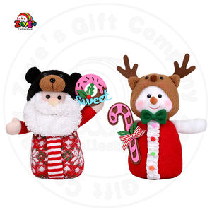 عنصر عيد الميلاد من Zaves 9 "صغير أحمر أخضر سانتا رجل ثلج مع دب أسود وقبعة قرن الوعل قبعة للطفل مستلزمات الشتاء والديكور المنزلي - Product Image 2