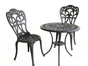 Juego de Comedor de 3 Piezas para Exteriores de Aluminio Fundido con Diseño de Orquídeas Resistente al Agua, Muebles de Jardín Duraderos, Asientos para Exteriores - Product Image 6