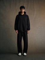 Sweat-shirt à capuche unisexe ample et fonctionnel avec logo personnalisé de haute qualité, idéal pour l'hiver, avec poches et empiècements.