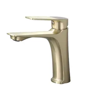 Quality Supplier Brushed Gold Single Handle Bathroom Faucet Sink Tap Single Hole Basin Tap With Deck Mouted