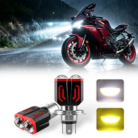Phare de moto LED BA20 H4 Bi-lentille Small Steel Cannon avec 12 LED 80V